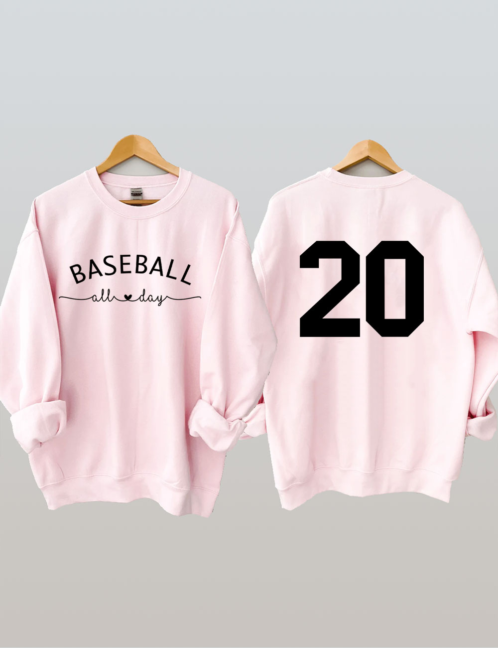 Baseball All Day Customized Number Sweatshirt