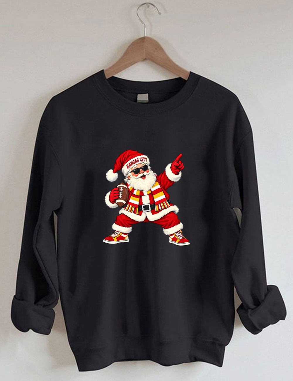 Kansas City Football Santa Sweatshirt