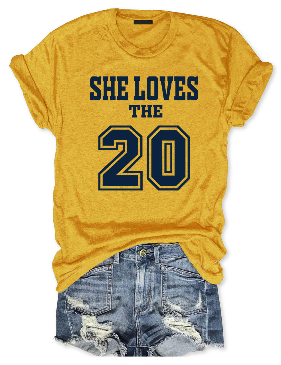 She Loves The Football Custom Number T-shirt