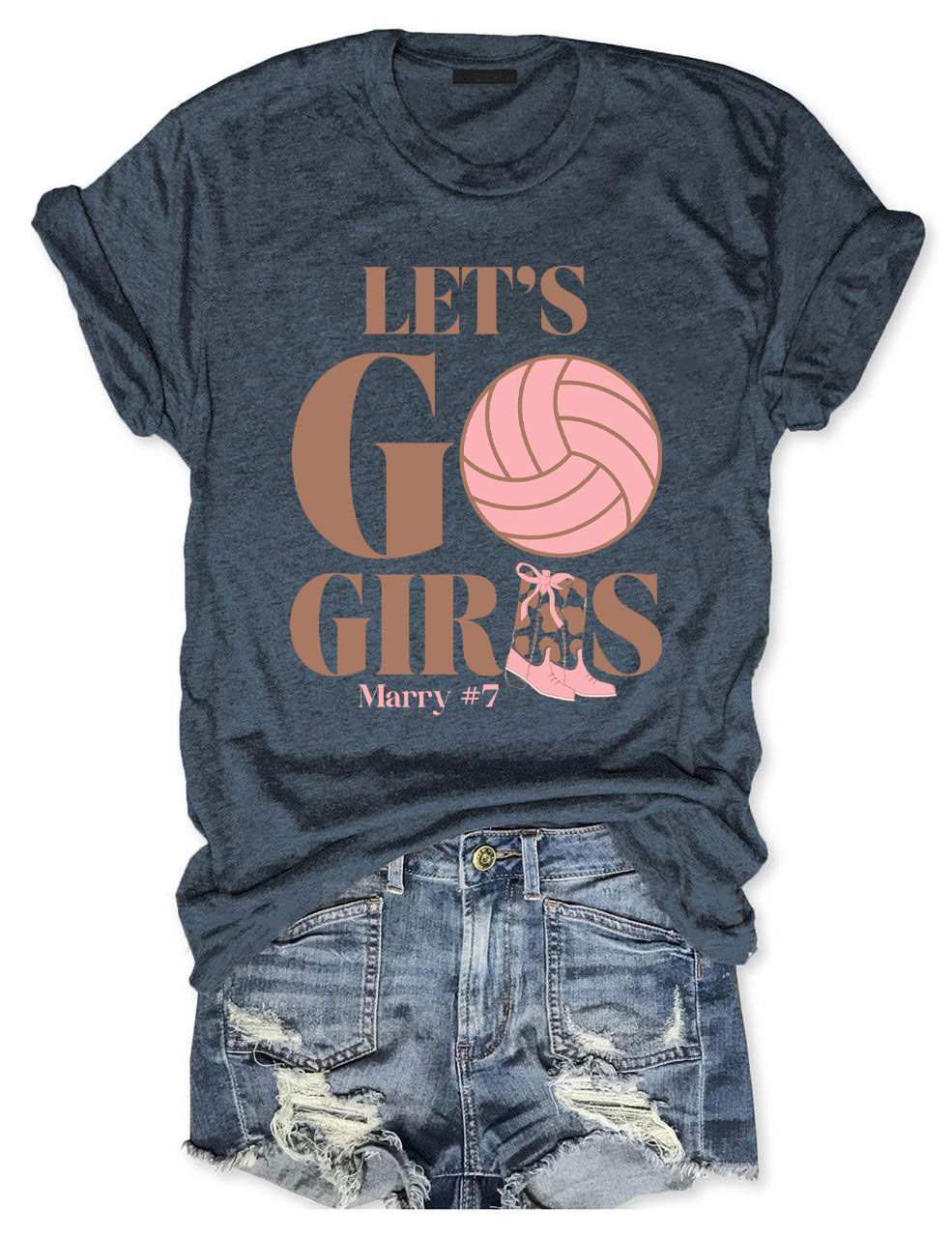 Custom  Lets Go Girls Volleyball  T-shirt