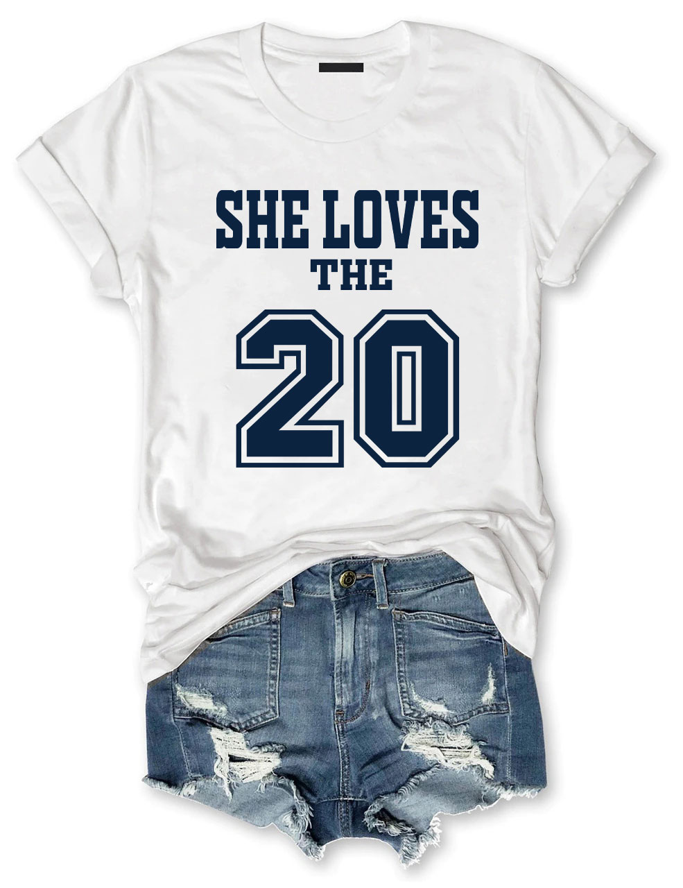 She Loves The Football Custom Number T-shirt