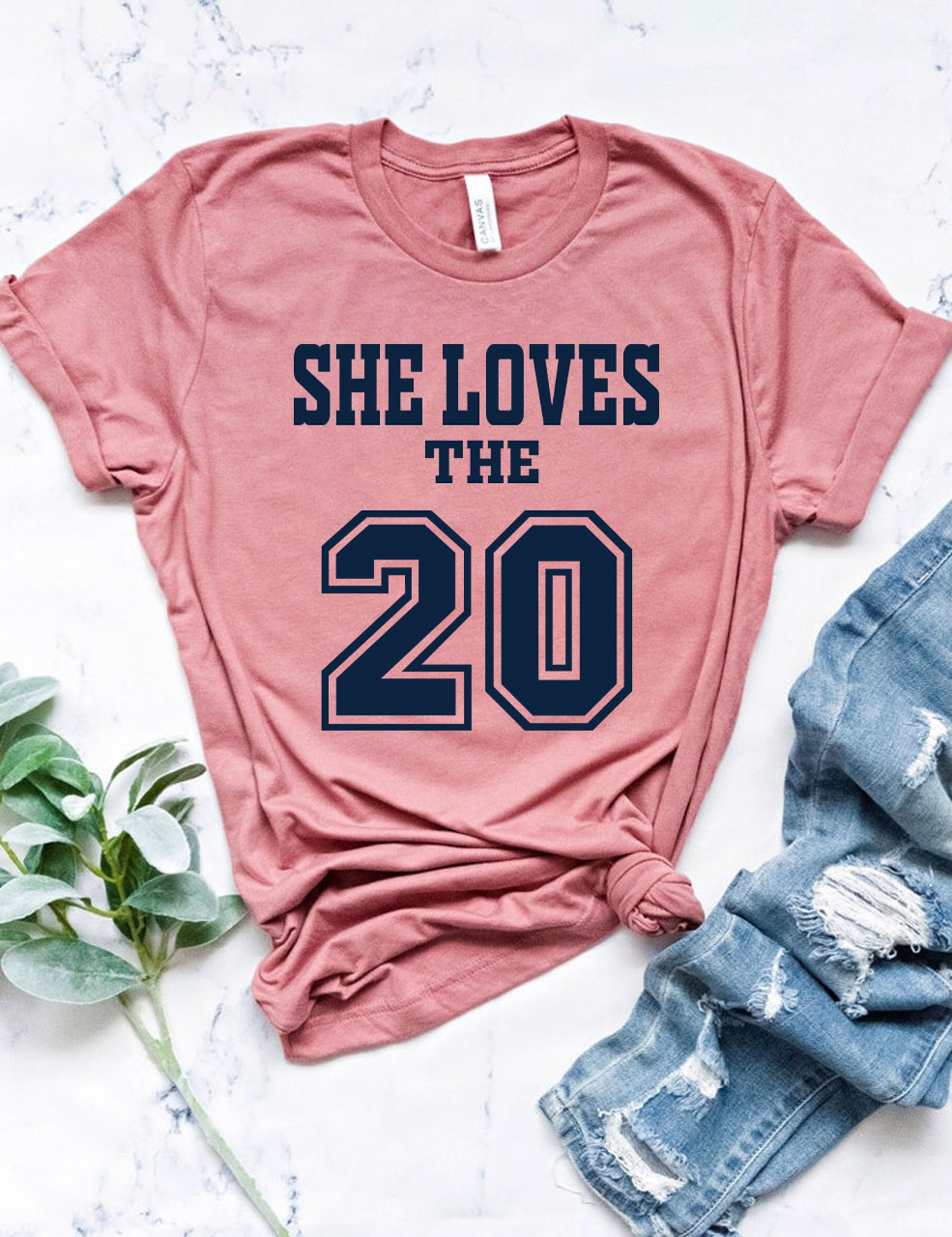 She Loves The Football Custom Number T-shirt