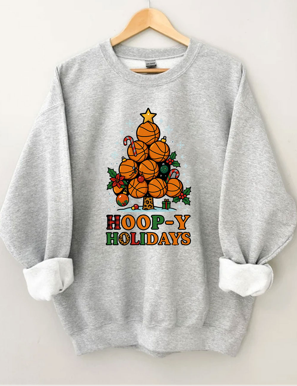 Hoop-y Holidays Basketball Christmas Tree Sweatshirt