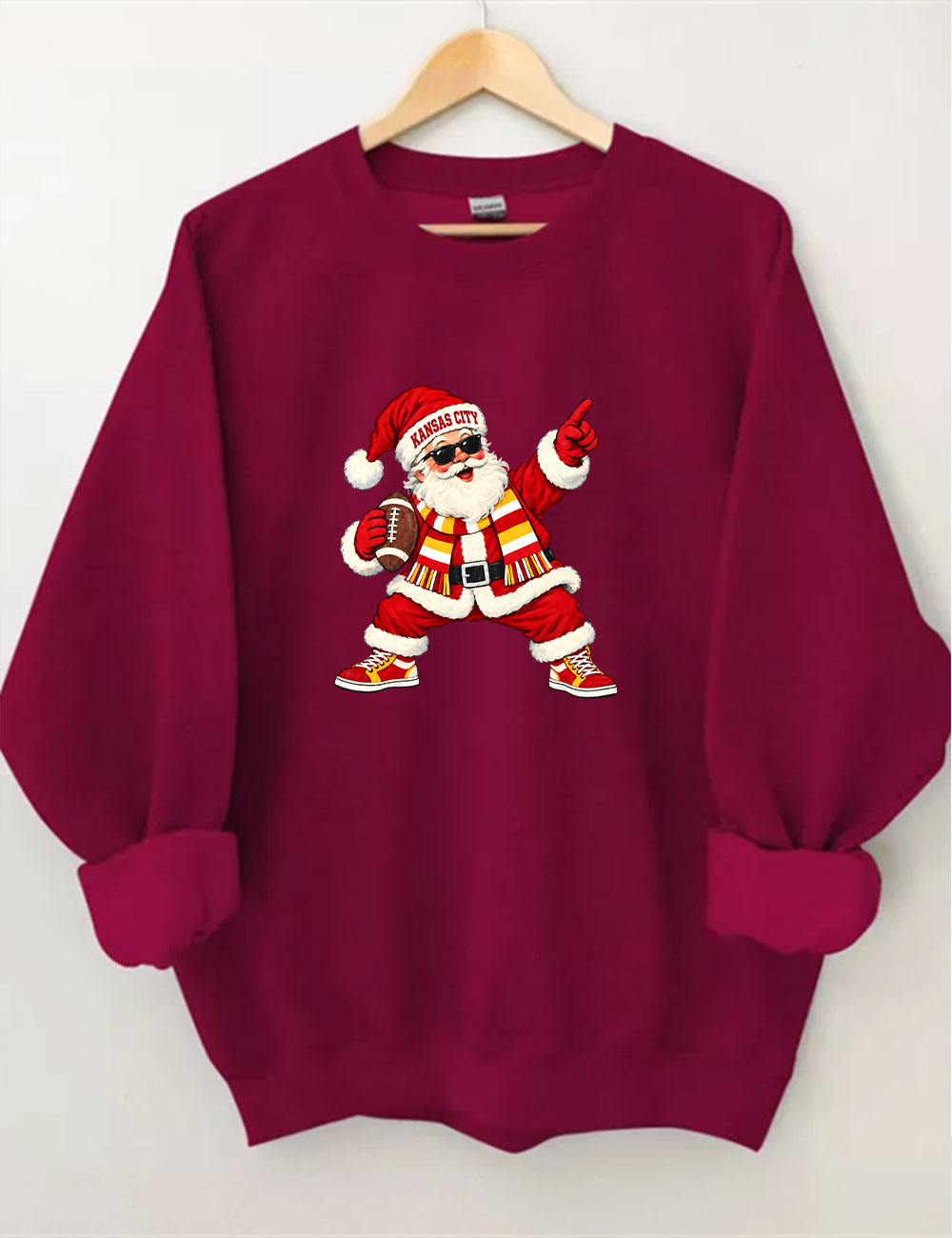 Kansas City Football Santa Sweatshirt