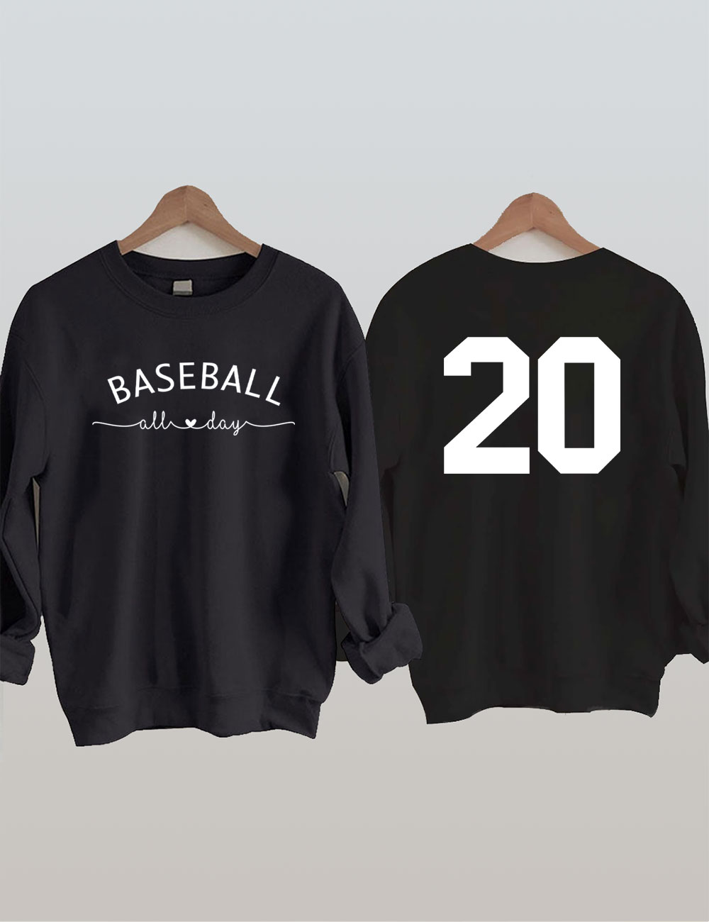 Baseball All Day Customized Number Sweatshirt