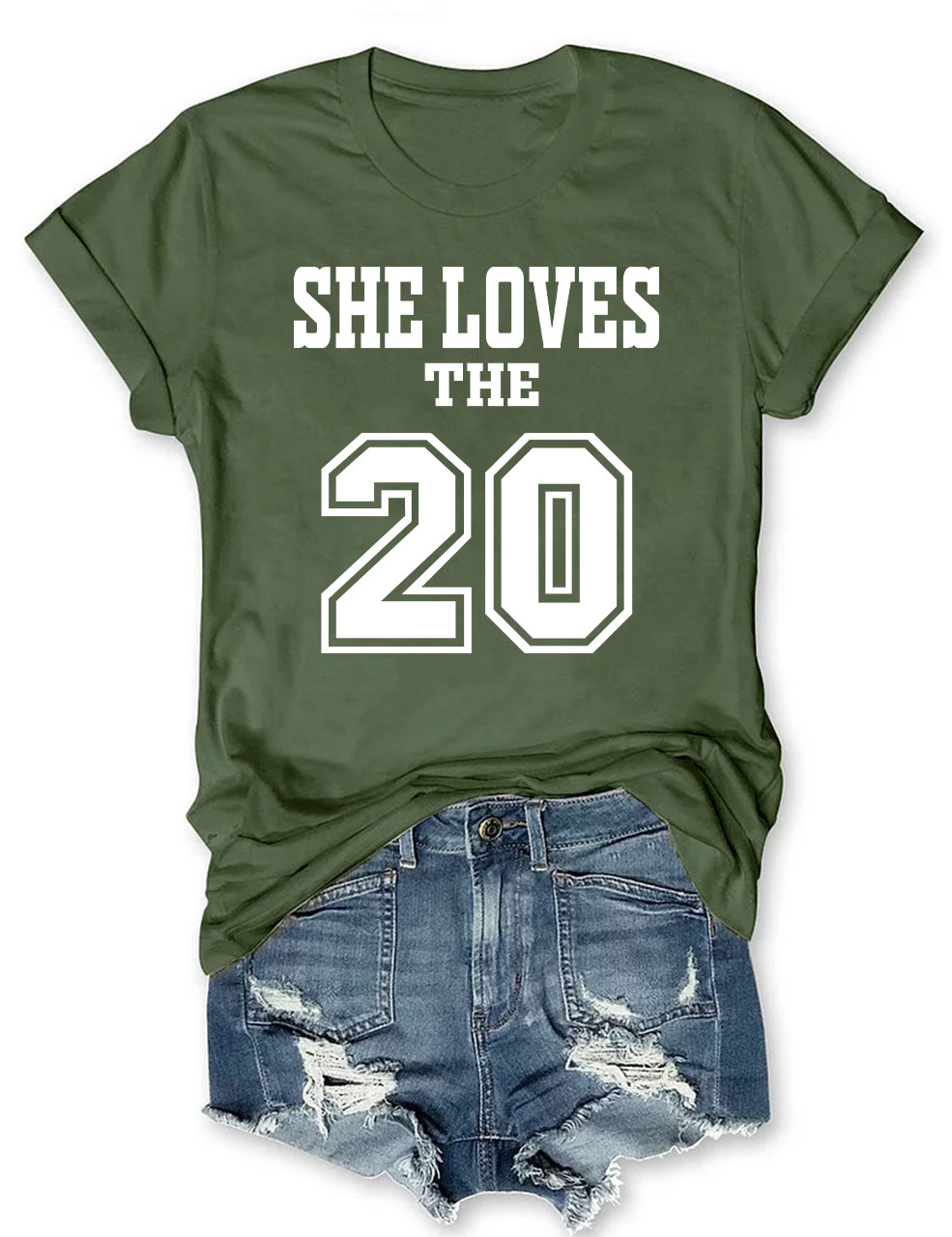 She Loves The Football Custom Number T-shirt
