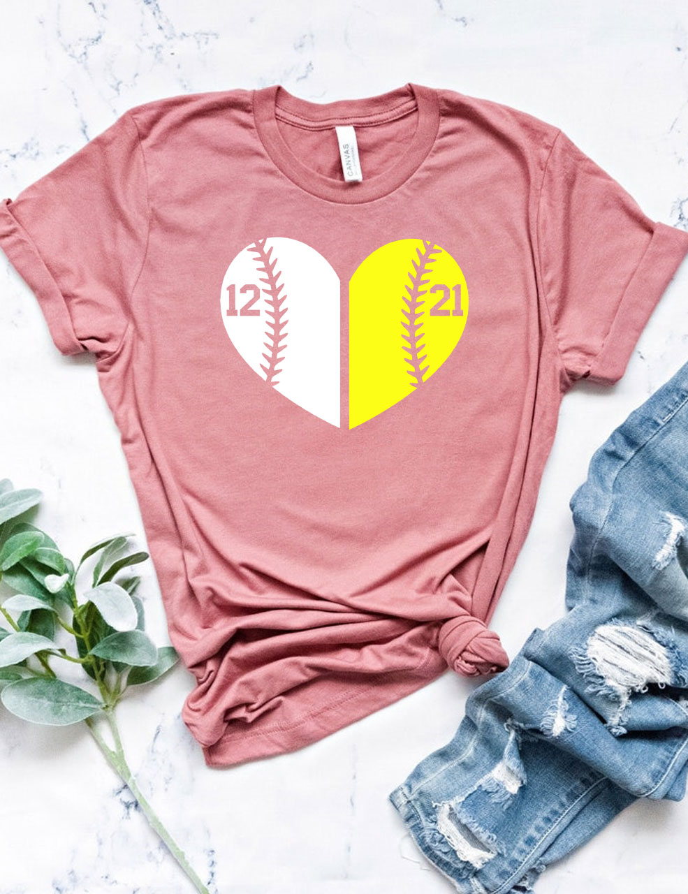 Custom Glitter Baseball and Softball T-Shirt
