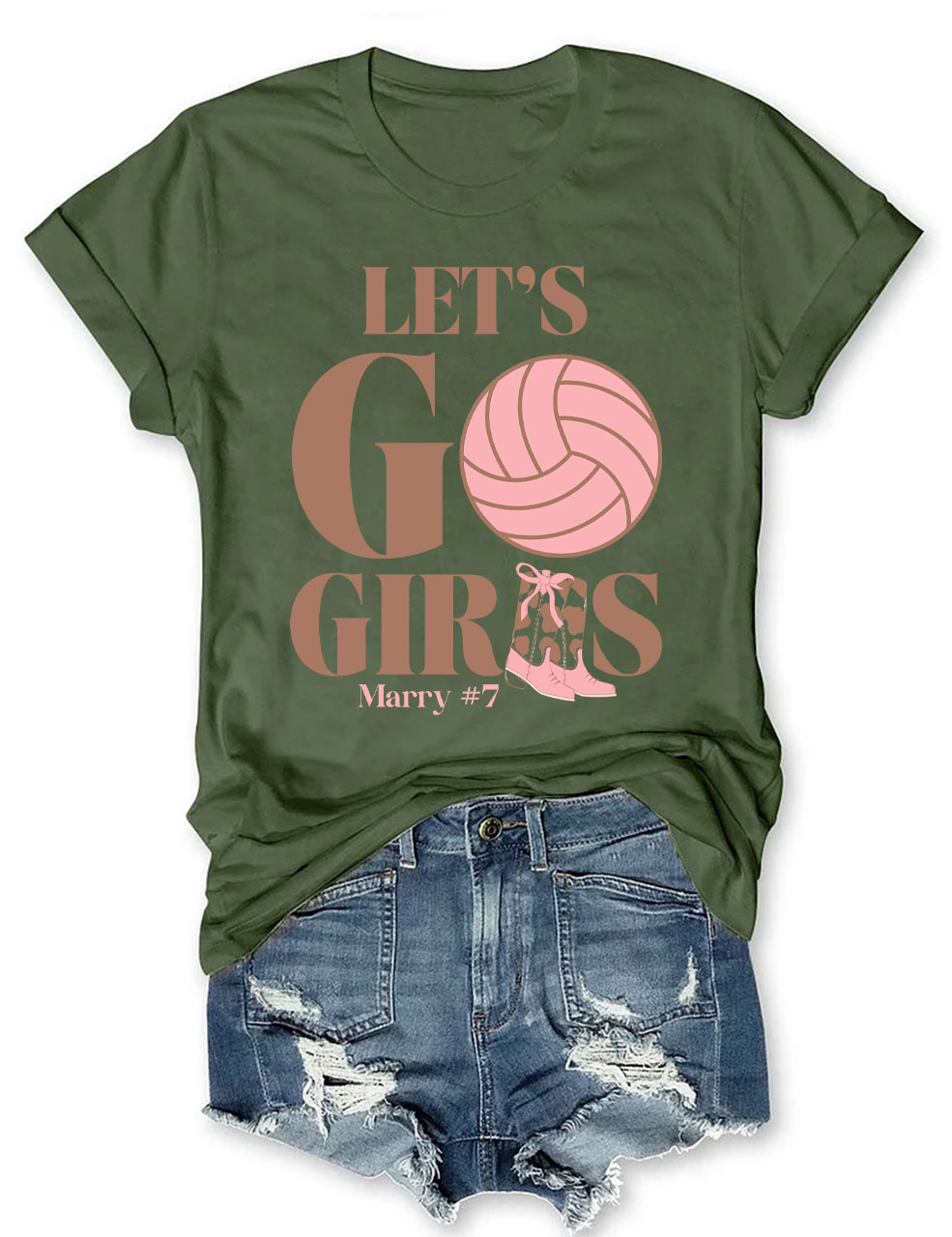 Custom  Lets Go Girls Volleyball  T-shirt