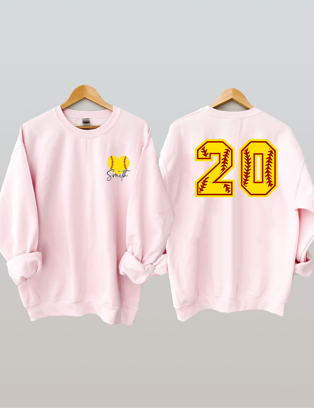 Custom Softball Heart Funny  Sweatshirt