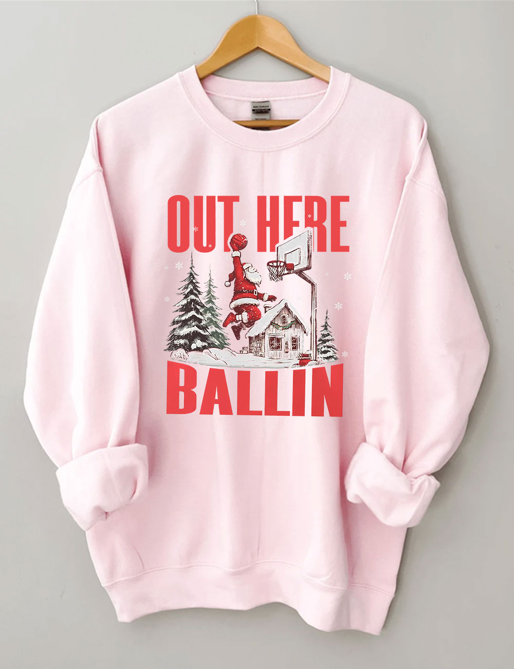 Out Here Ballin Santa Basketball Funny Sweatshirt