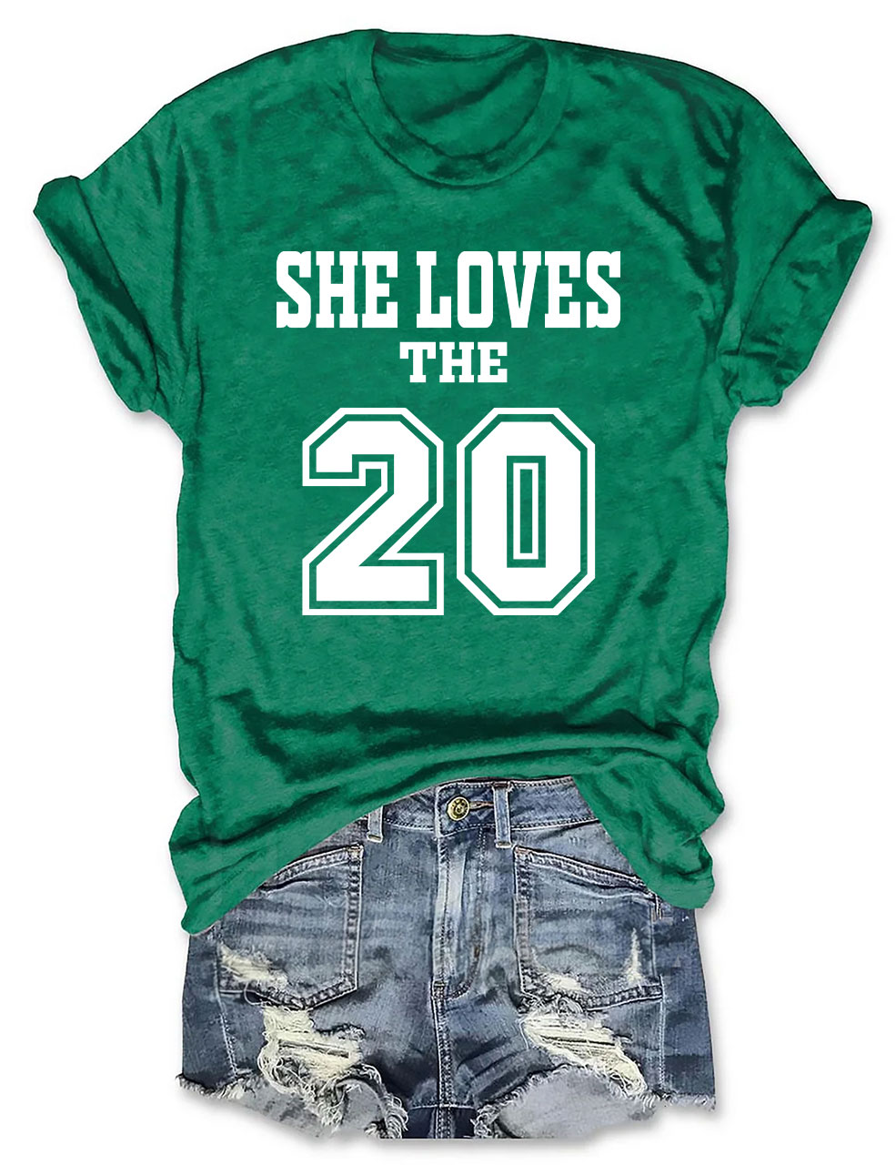 She Loves The Football Custom Number T-shirt