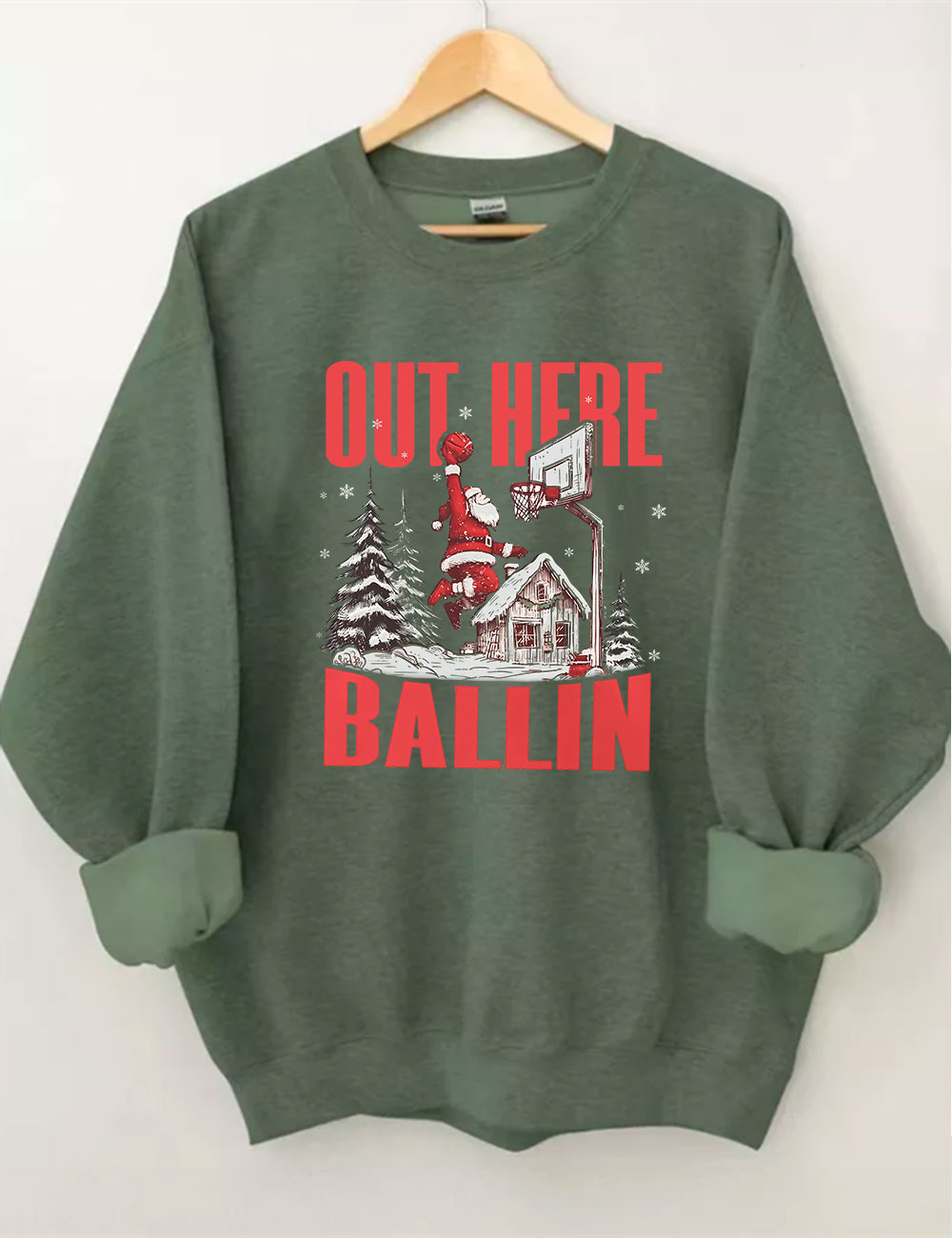 Out Here Ballin Santa Basketball Funny Sweatshirt