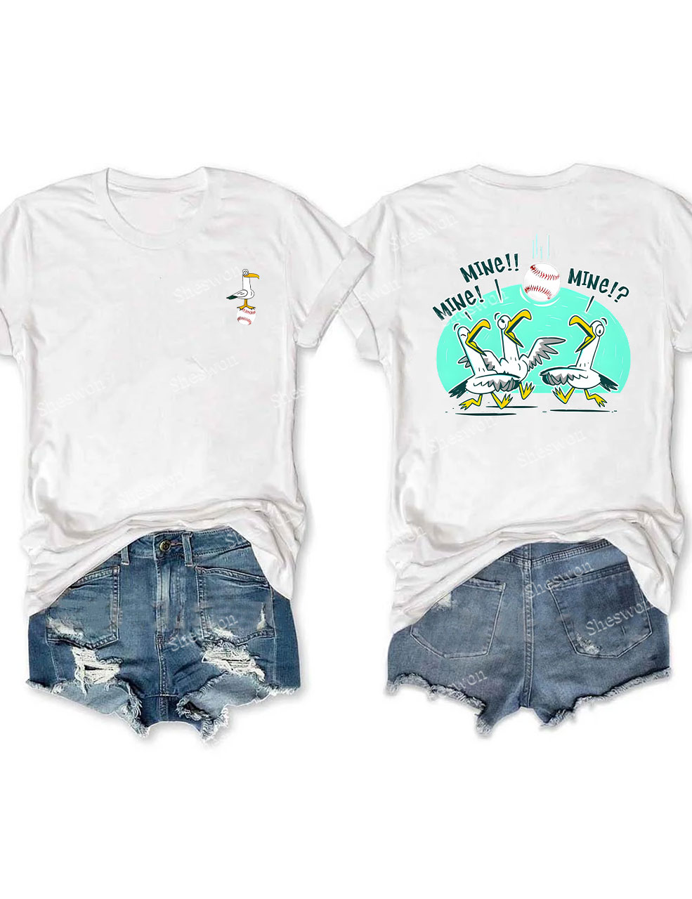 Mine Mine Mine Seagull Funny Baseball T-Shirt