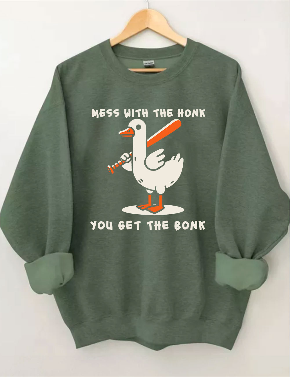 Mess With The Honk You Get The Bonk Funny Goose Baseball Sweatshirt