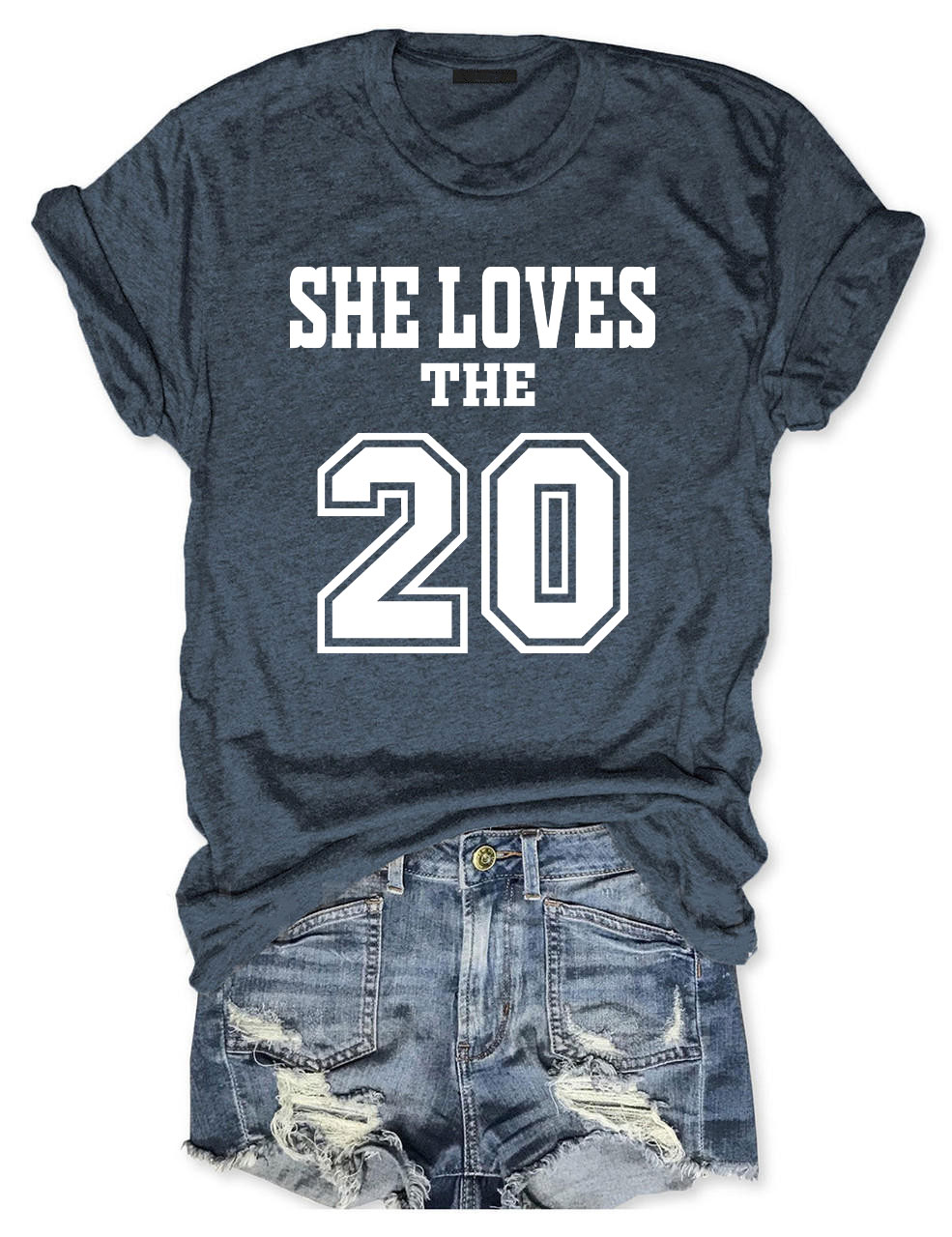 She Loves The Football Custom Number T-shirt