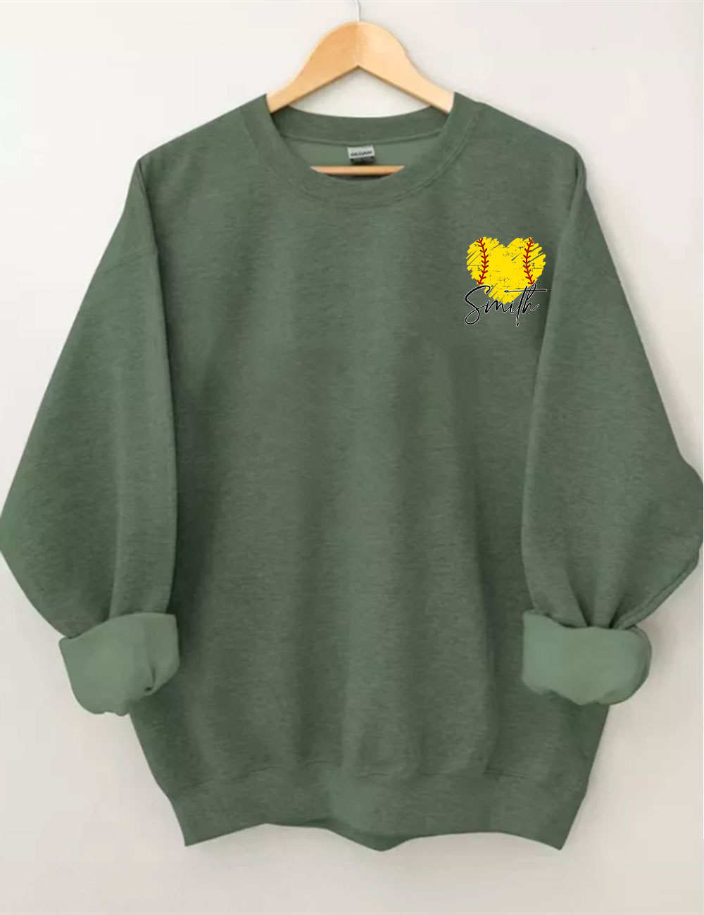 Custom Softball Heart Funny  Sweatshirt