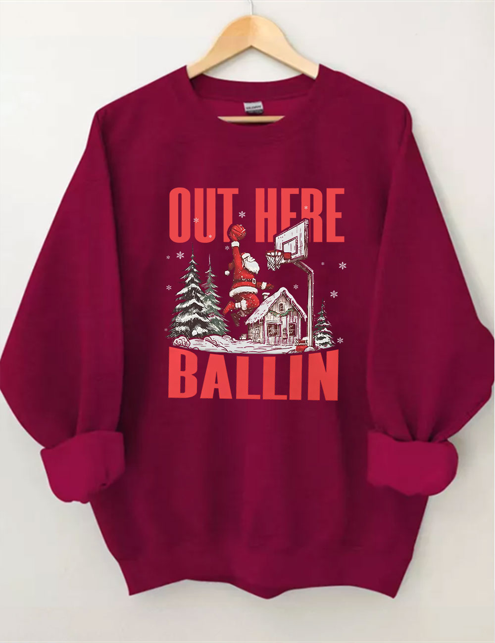 Out Here Ballin Santa Basketball Funny Sweatshirt