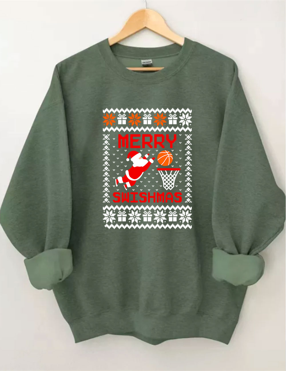 Merry Swishmas Ugly Basketball Sweatshirt