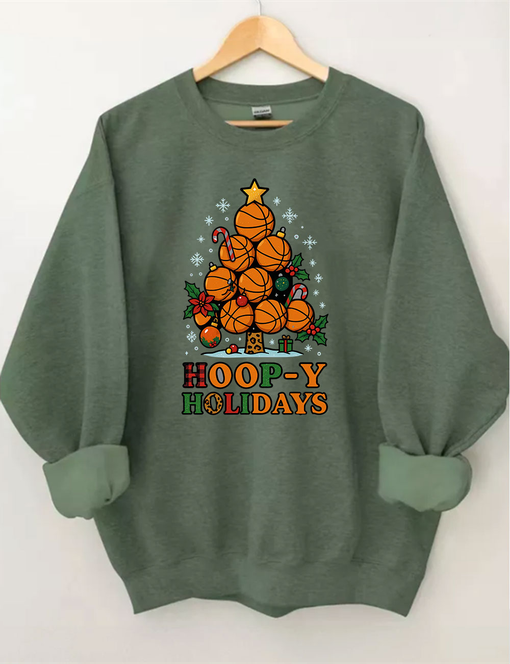 Hoop-y Holidays Basketball Christmas Tree Sweatshirt
