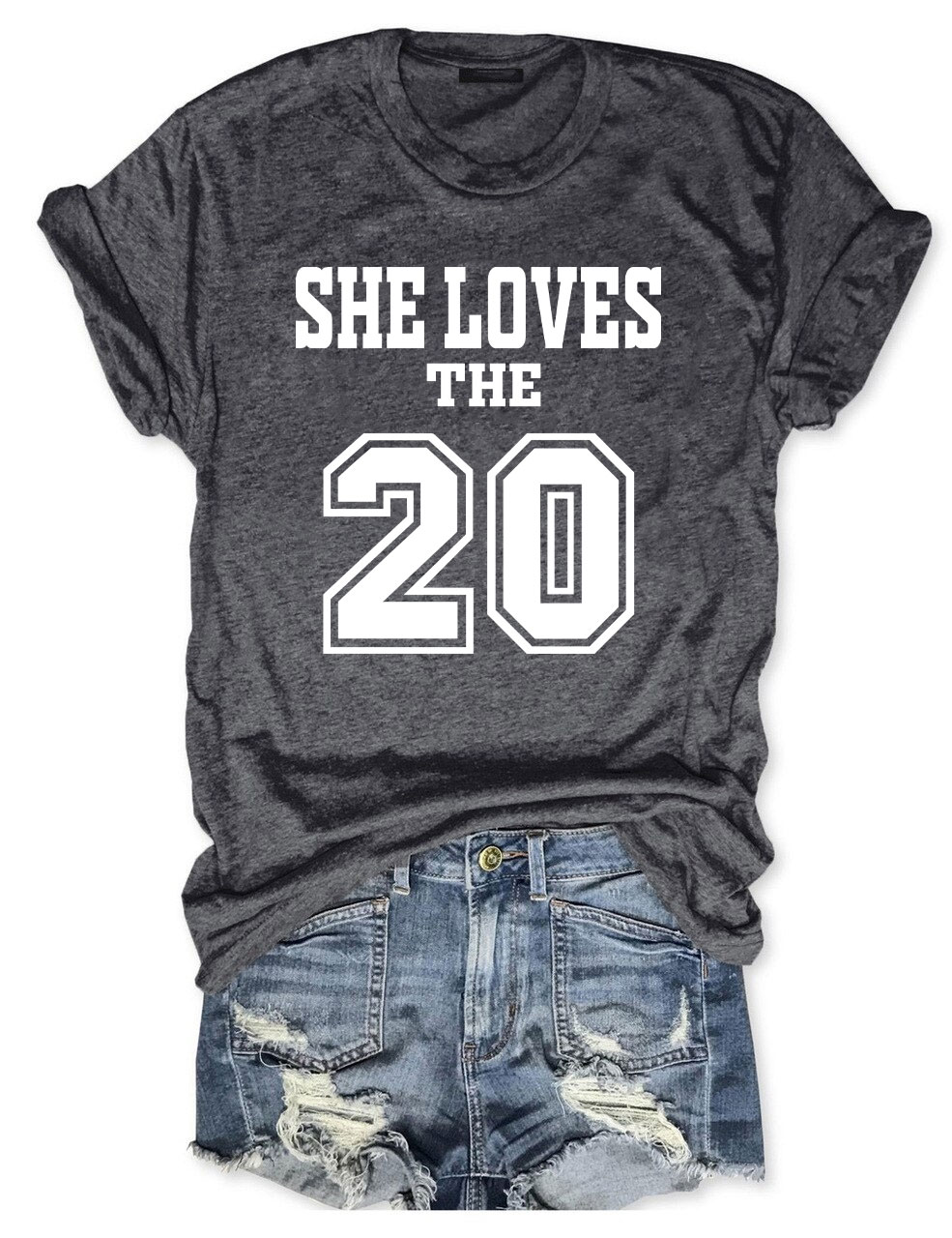 She Loves The Football Custom Number T-shirt