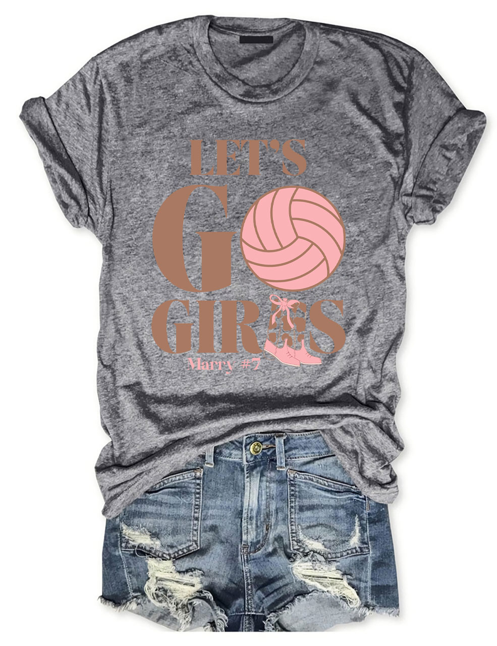 Custom  Lets Go Girls Volleyball  T-shirt