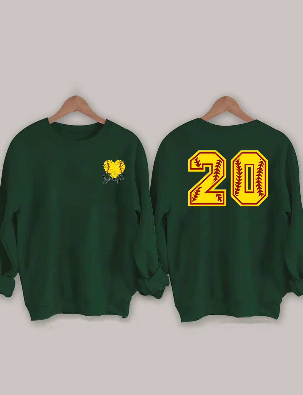 Custom Softball Heart Funny  Sweatshirt
