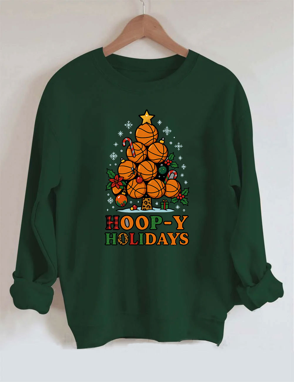 Hoop-y Holidays Basketball Christmas Tree Sweatshirt