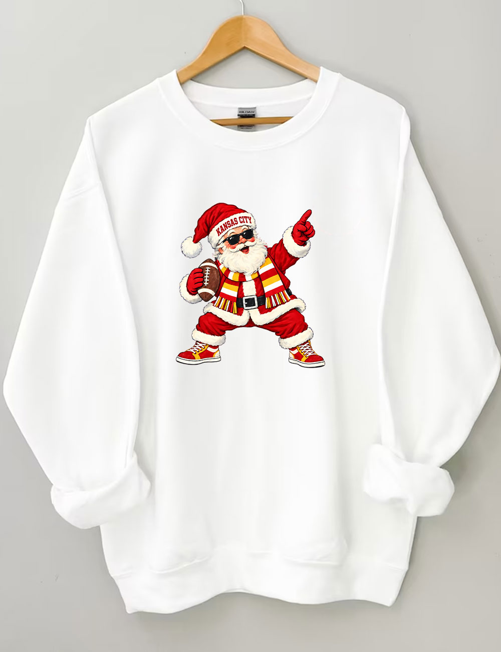 Kansas City Football Santa Sweatshirt