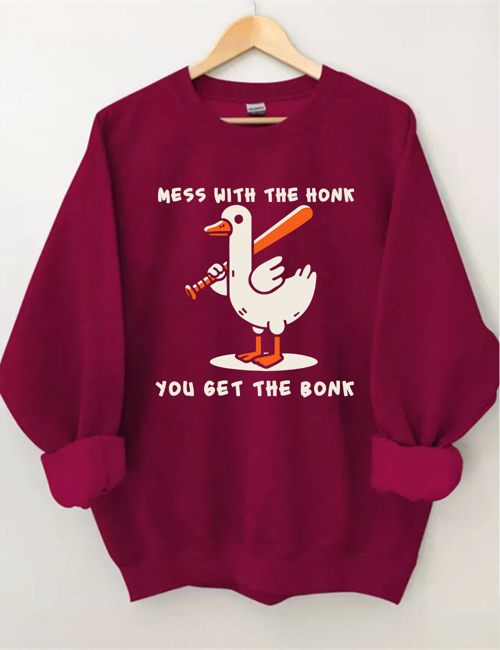 Mess With The Honk You Get The Bonk Funny Goose Baseball Sweatshirt