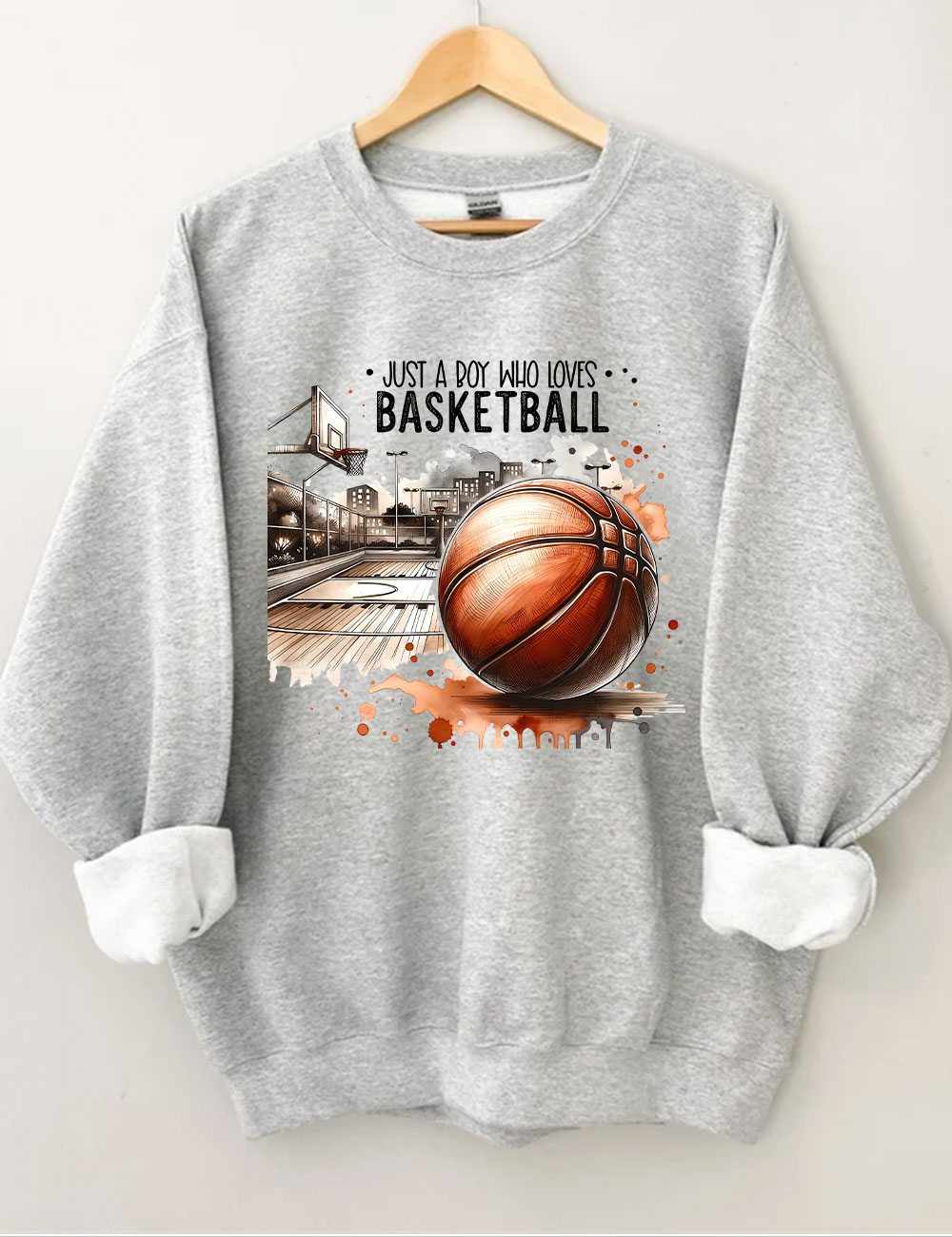 Just A Boy Who Loves Basketball Funny Sweatshirt