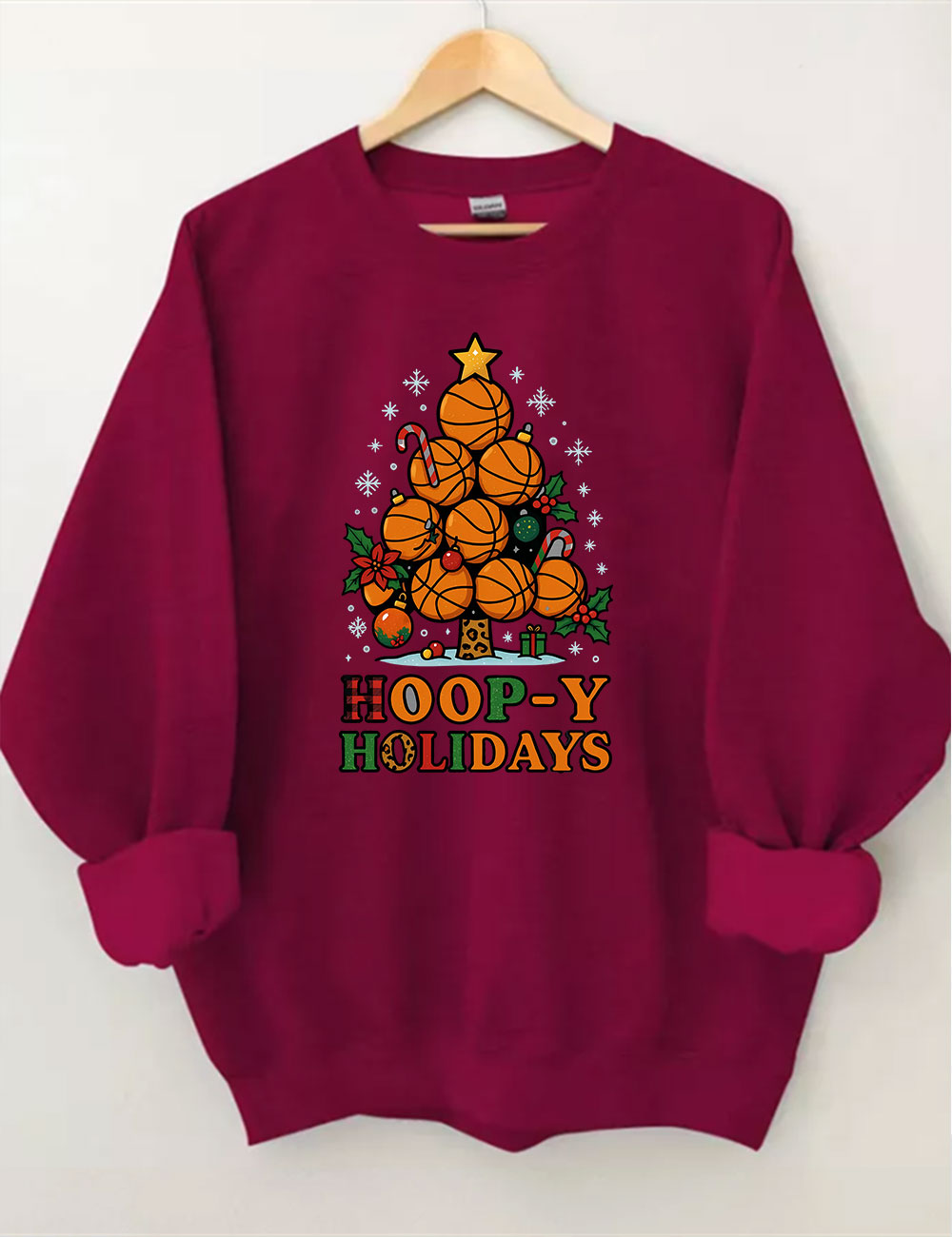 Hoop-y Holidays Basketball Christmas Tree Sweatshirt