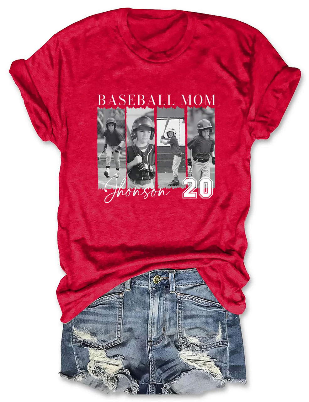 Custom Photo Baseball Softball T-shirt