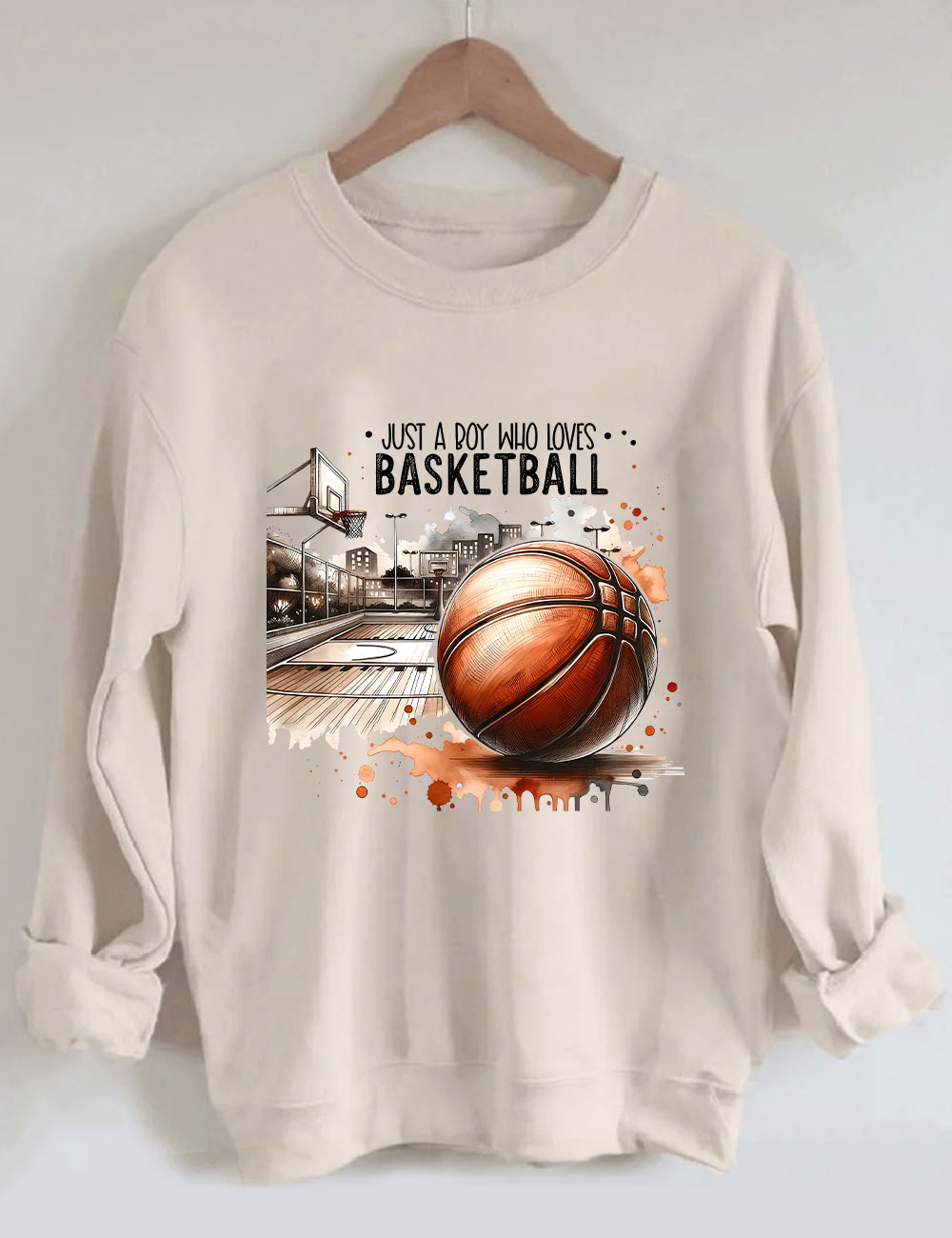 Just A Boy Who Loves Basketball Funny Sweatshirt