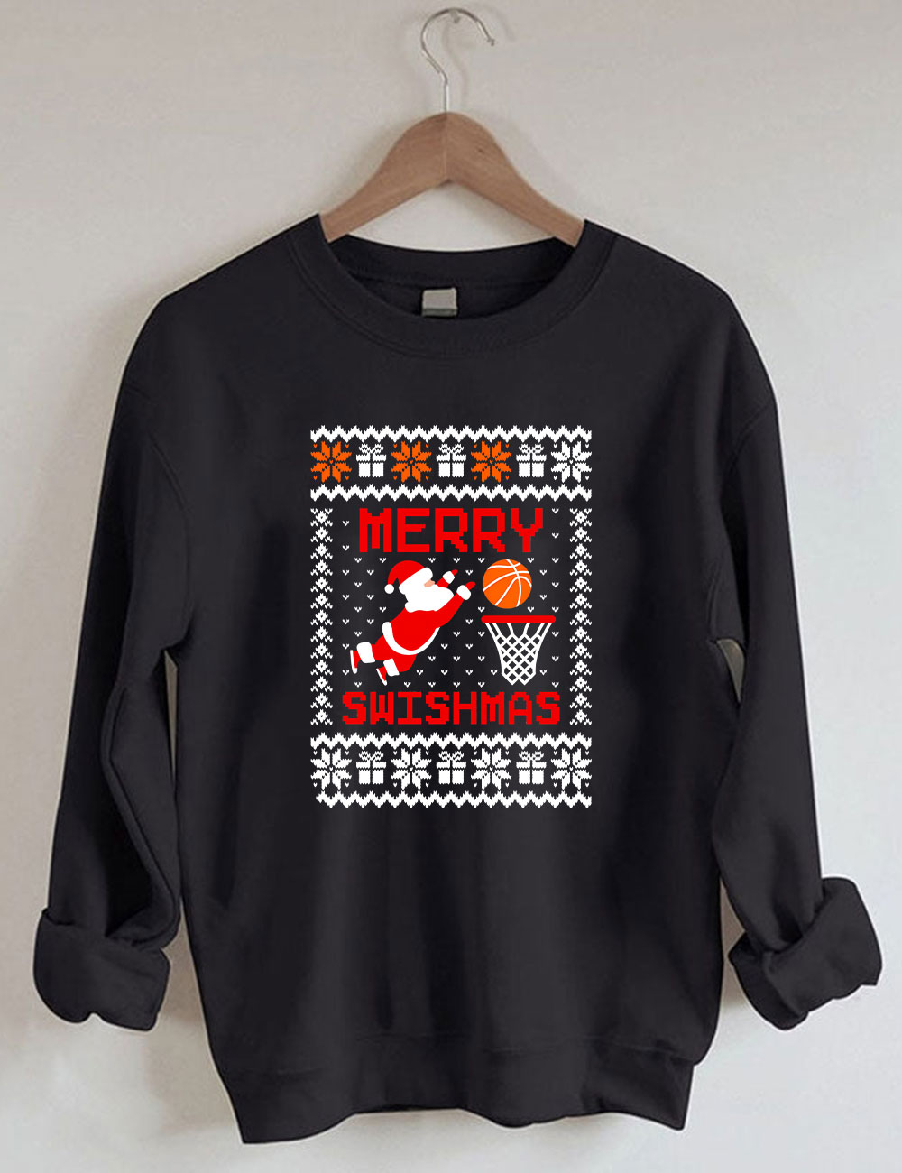Merry Swishmas Ugly Basketball Sweatshirt