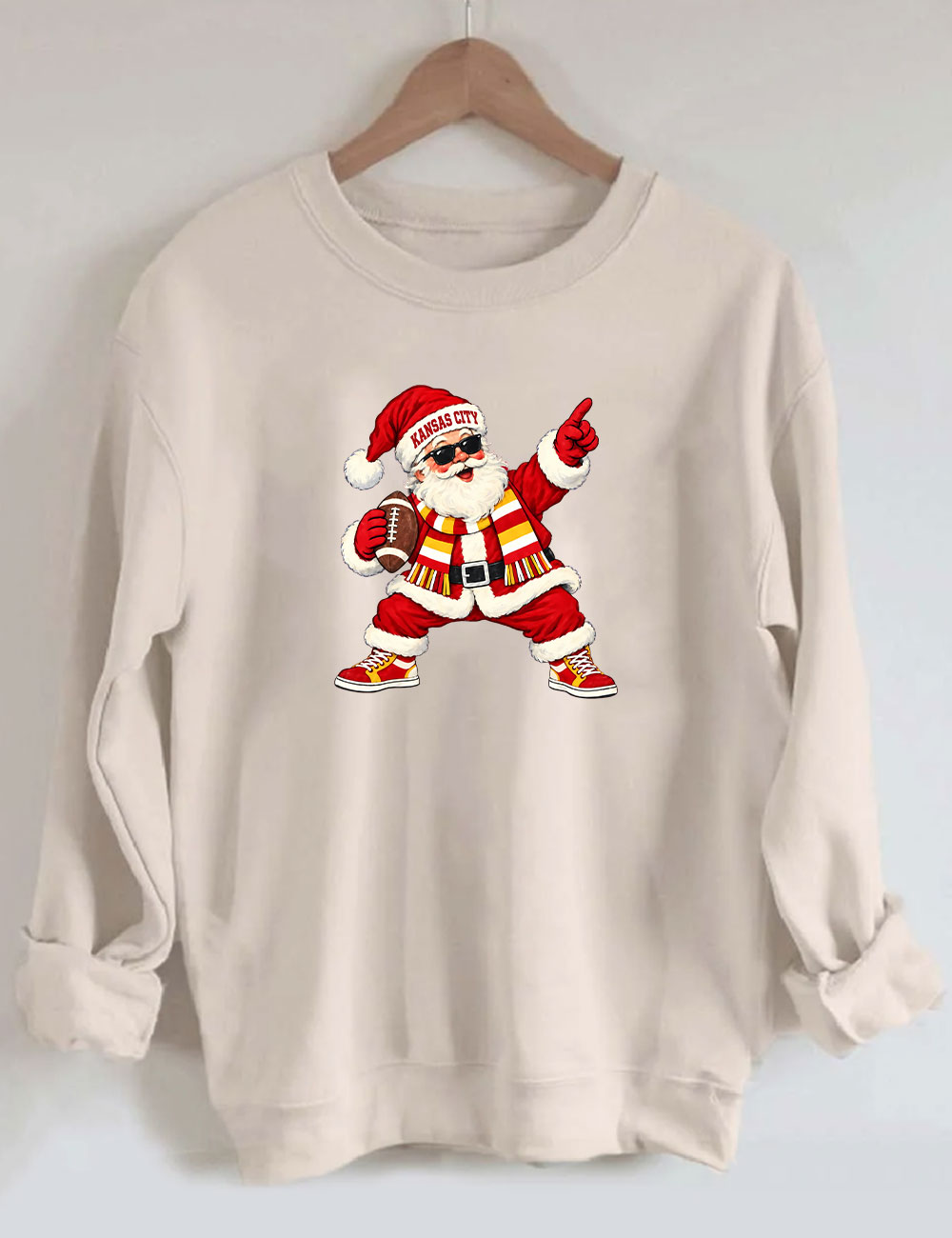 Kansas City Football Santa Sweatshirt
