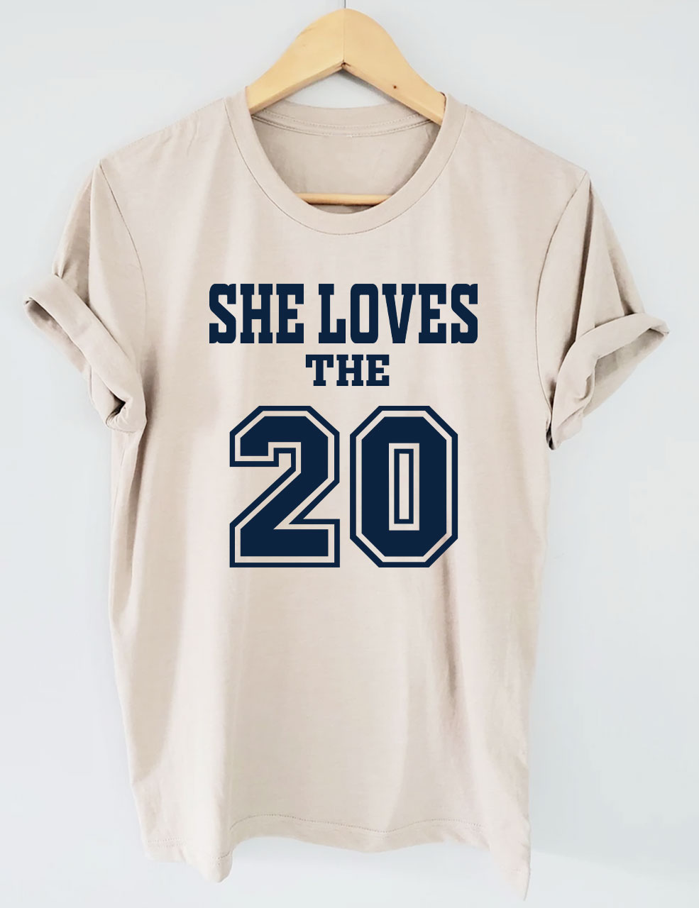 She Loves The Football Custom Number T-shirt