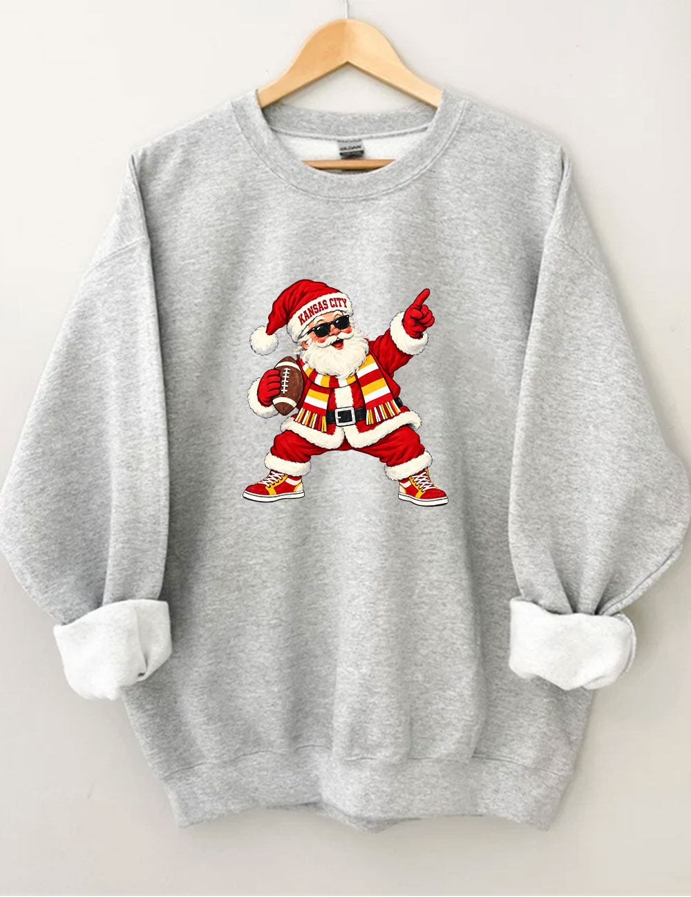 Kansas City Football Santa Sweatshirt
