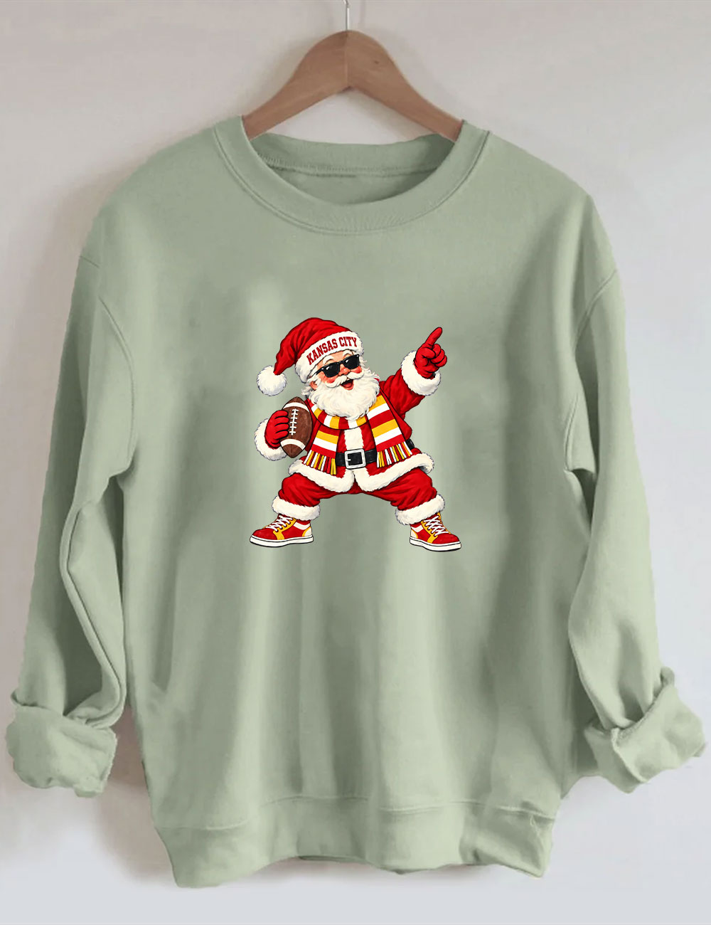 Kansas City Football Santa Sweatshirt