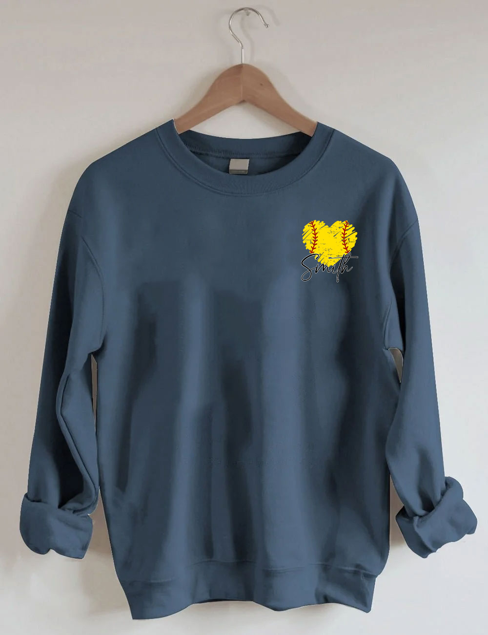 Custom Softball Heart Funny  Sweatshirt