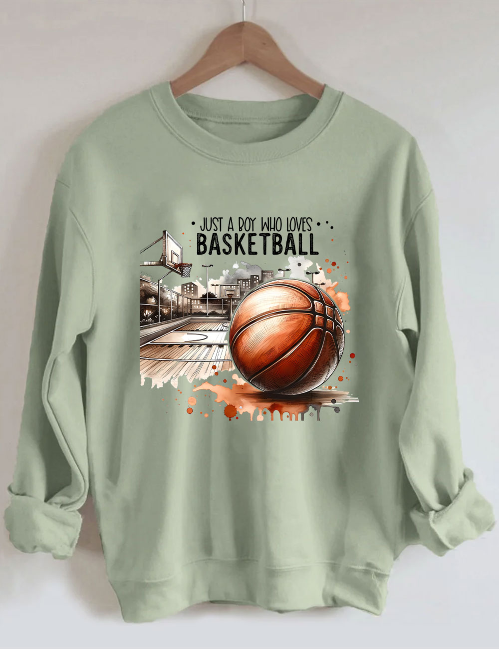 Just A Boy Who Loves Basketball Funny Sweatshirt