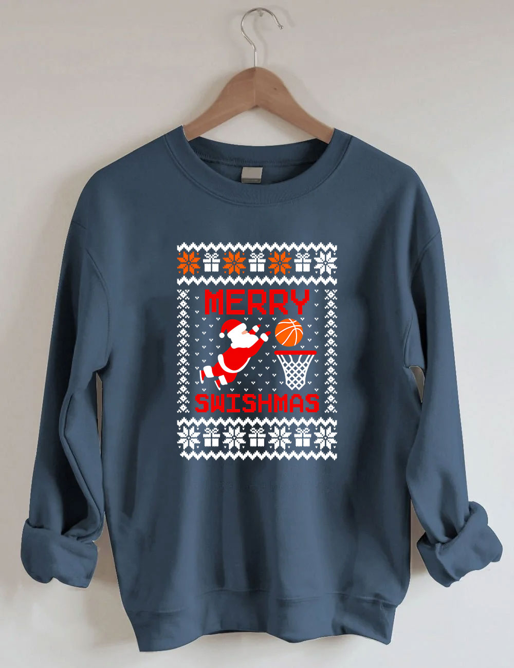 Merry Swishmas Ugly Basketball Sweatshirt
