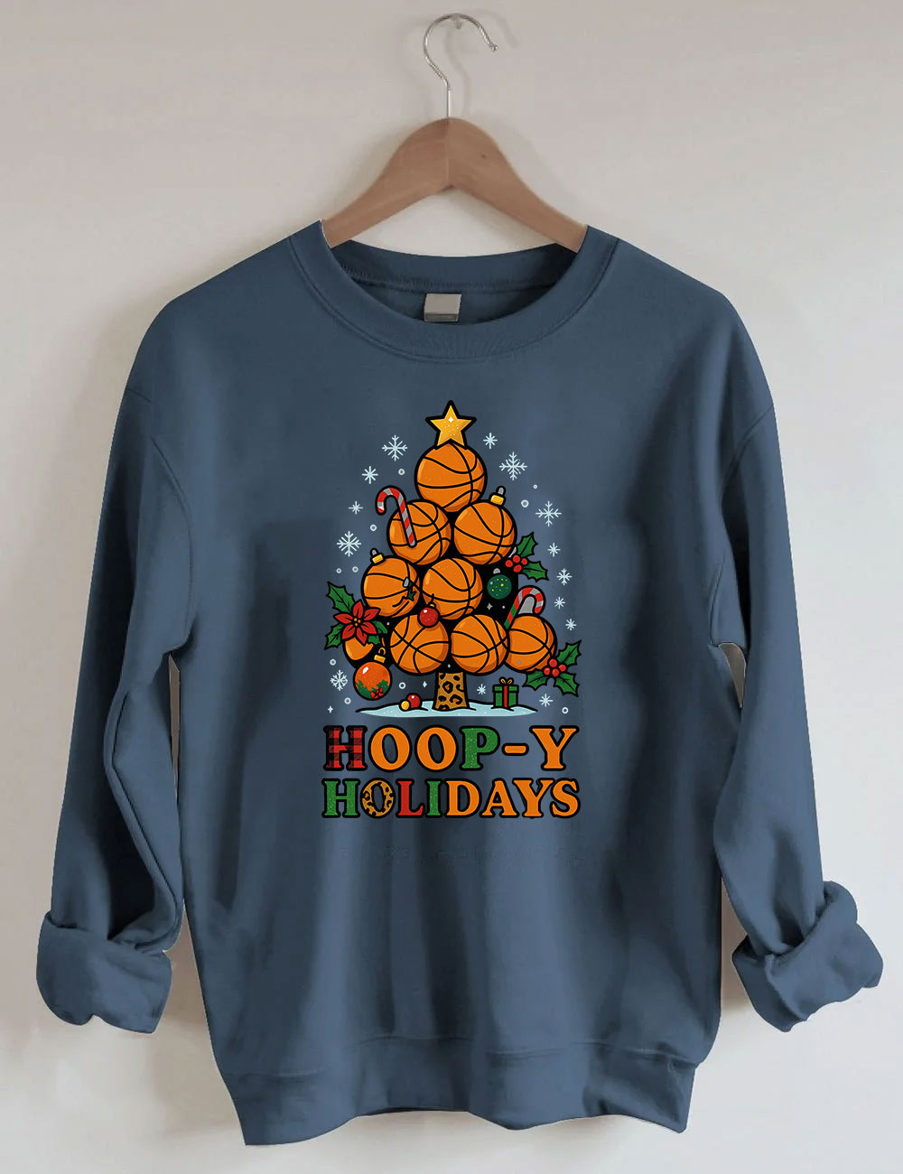 Hoop-y Holidays Basketball Christmas Tree Sweatshirt