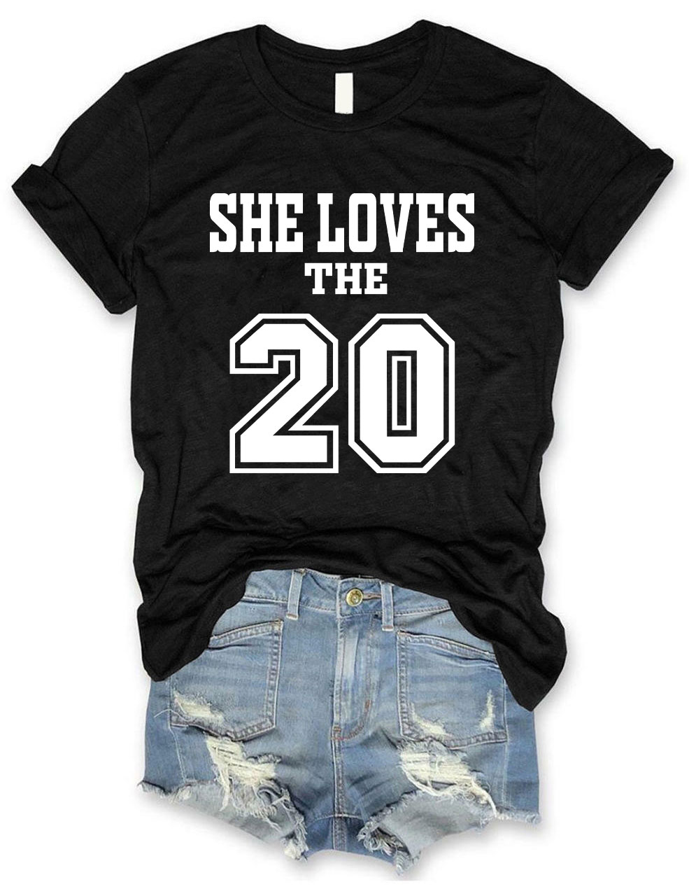 She Loves The Football Custom Number T-shirt