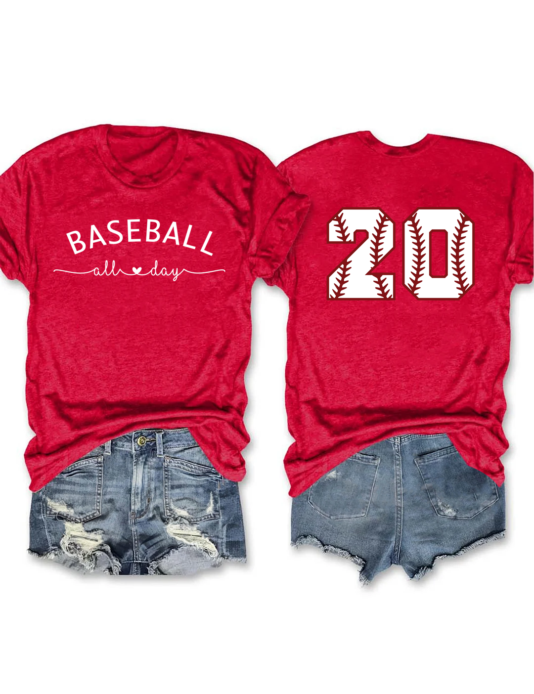 Baseball All Day Customized Number T-shirt