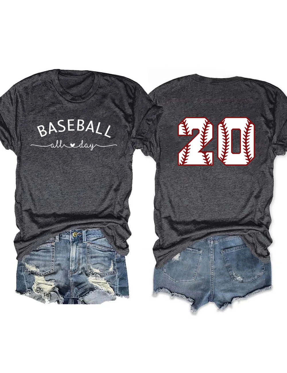 Baseball All Day Customized Number T-shirt