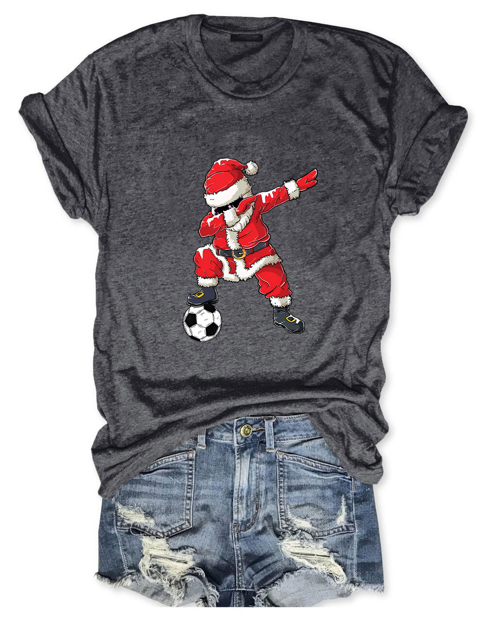 Christmas Soccer Santa Funny T-Shirt