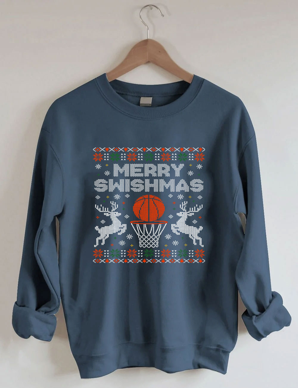Merry Swishmas Ugly Basketball Sweatshirt