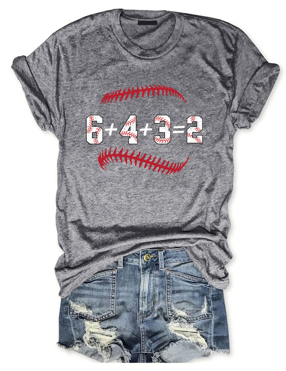 Double Play Baseball Math 6 4 3 2 tee Coach Softball Game T-Shirt