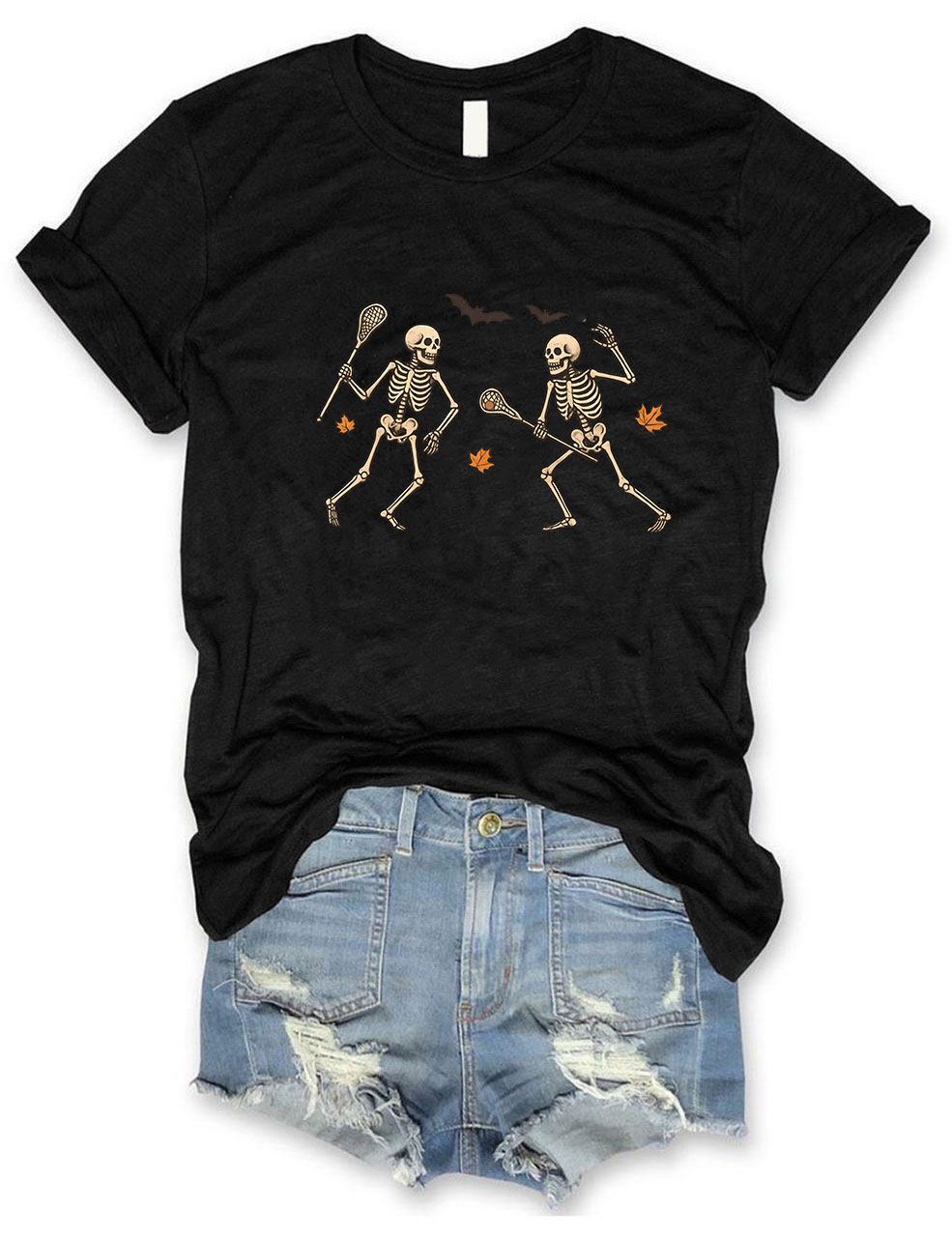 Skeletons Lacrosse Halloween Funny T-shirt