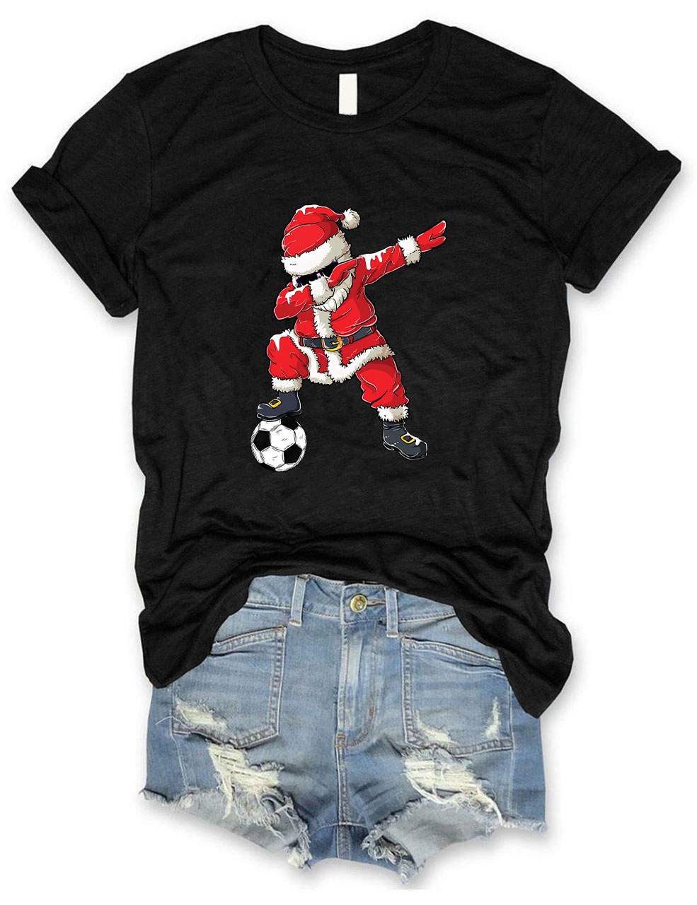 Christmas Soccer Santa Funny T-Shirt